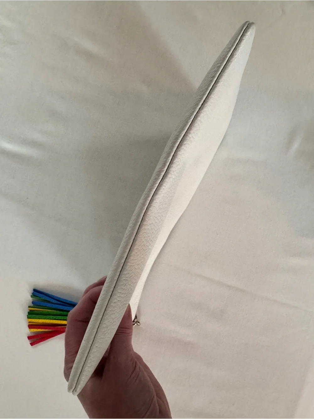 kate spade Kourtney Pride Clutch, White with Rainbow Logo and Tassel